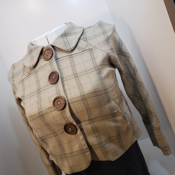 M Designer Zinc Blazer Plaid Jacket Great - Picture 10 of 10